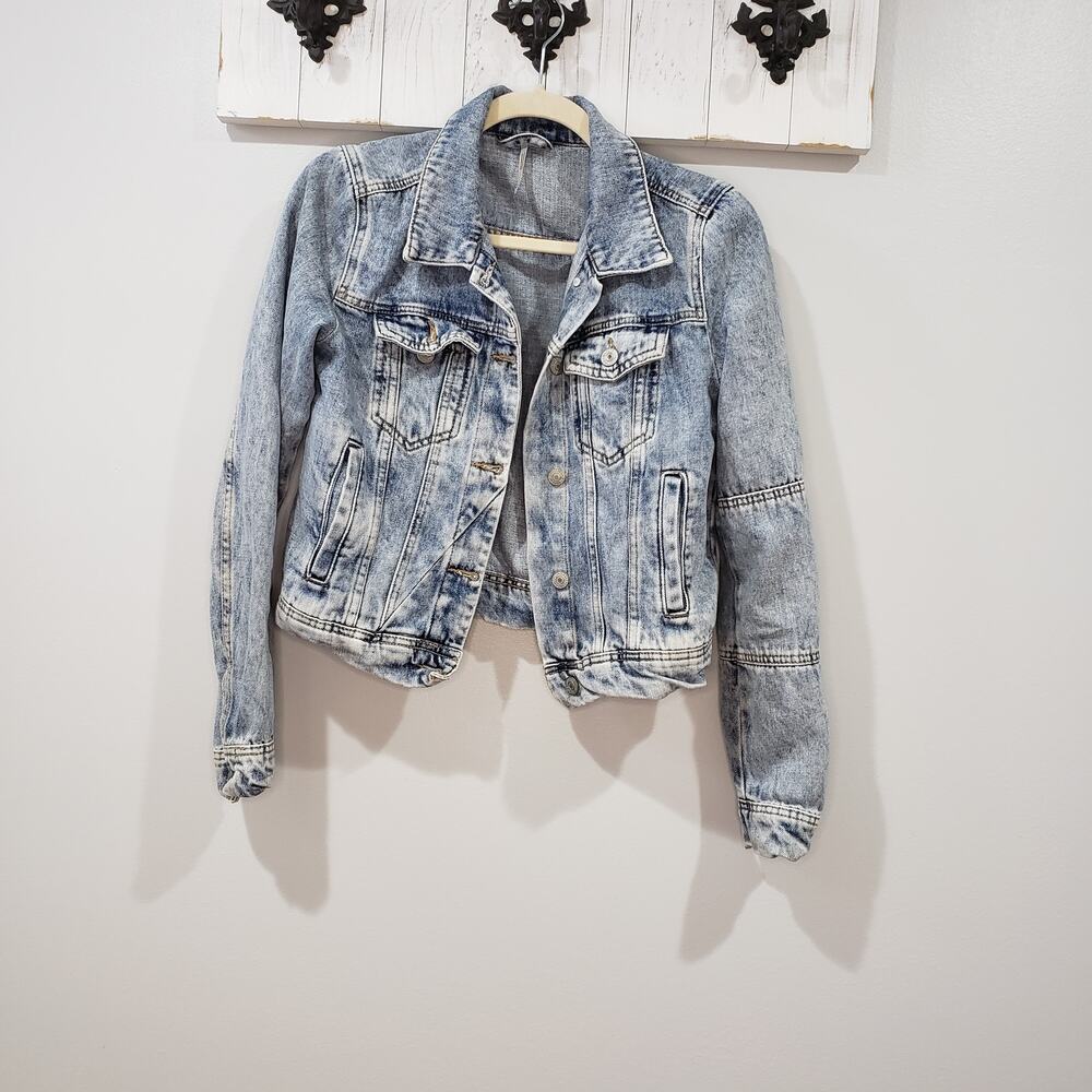 Free People Rumors Cropped Denim Jacket XS